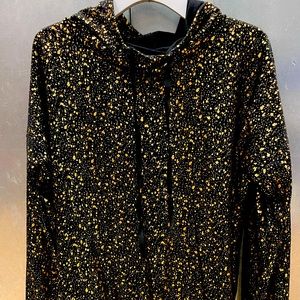 Material Girl foil splattered active T-shirt hoodie